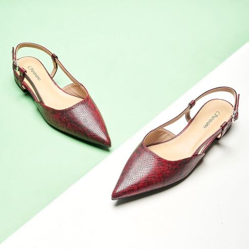 C.Paravano المرأة Slingback الشقق وأشار اصبع القدم Slingback الشقق للنساء Slingback الشقق للنساء Slingback الصنادل قابل للتعديل الكاحل حزام الأحذية in Saudi Arabia