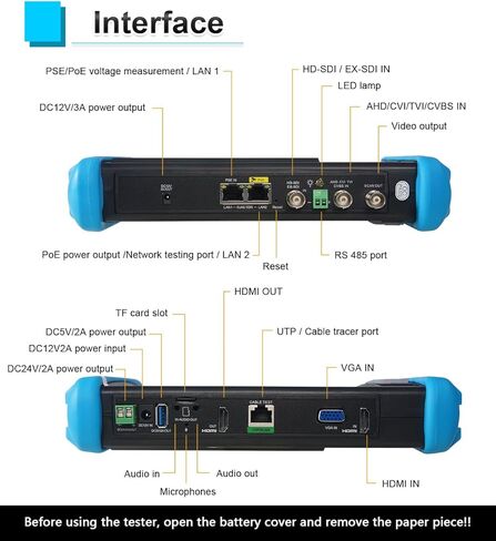 Upgraded 8K IP Camera Tester, WANLUTECH CCTV Tester 7 inch Touchscreen 8MP TVI CVI AHD SDI CVBS Camera Tester RJ45 Cable Tester PoE Network Tools RS485 WiFi HDMI I/O VGA in (IPC-9800ADHS Pro) in Kuwait