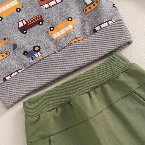 Toddler Baby Boy Long Sleeve Crewneck Car Pattern Sweatshirt Pants Two Piece Cartoon Outfits Fall Winter Clothes in Saudi Arabia