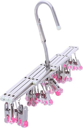 Drying Hanger, Hanging Drying Rack, Drip Hanger Stainless Steel with 18 Pegs for Laundry Underwear Socks, Quickly Remove Clothes from Hanger, Windproof, Folding Portable, (Red) in Saudi Arabia