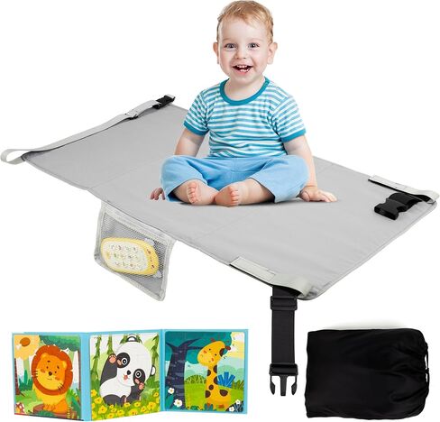 Airplane Bed for Toddler, Airplane Travel Bed Seat Extender with Magnetic Folding Puzzle, Airplane Leg Rest for Kids to Lie Down, Baby Travel Essentials for Flying Sleeping,Grey in Saudi Arabia