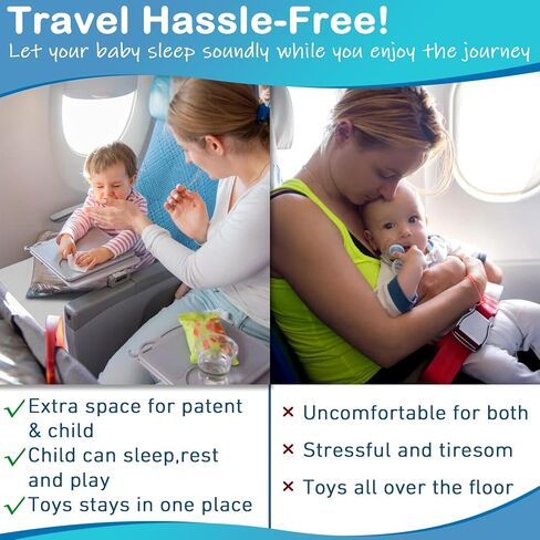 Airplane Bed for Toddler, Airplane Travel Bed Seat Extender with Magnetic Folding Puzzle, Airplane Leg Rest for Kids to Lie Down, Baby Travel Essentials for Flying Sleeping,Grey in Saudi Arabia