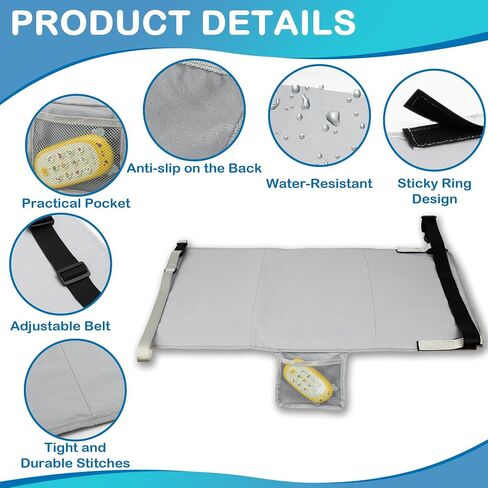 Airplane Bed for Toddler, Airplane Travel Bed Seat Extender with Magnetic Folding Puzzle, Airplane Leg Rest for Kids to Lie Down, Baby Travel Essentials for Flying Sleeping,Grey in Saudi Arabia
