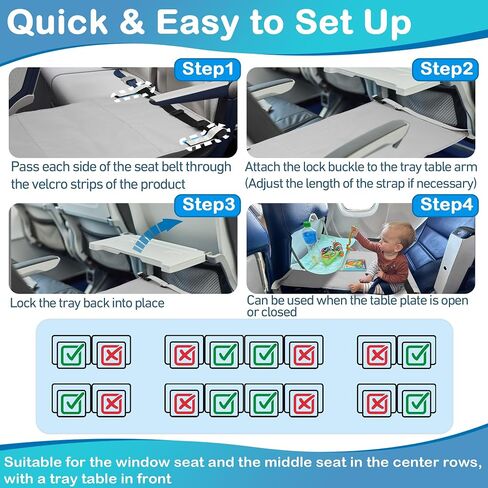 Airplane Bed for Toddler, Airplane Travel Bed Seat Extender with Magnetic Folding Puzzle, Airplane Leg Rest for Kids to Lie Down, Baby Travel Essentials for Flying Sleeping,Grey in Saudi Arabia