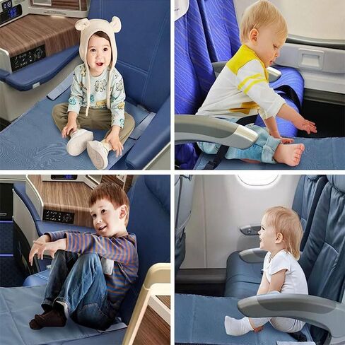 Airplane Bed for Toddler, Airplane Travel Bed Seat Extender with Magnetic Folding Puzzle, Airplane Leg Rest for Kids to Lie Down, Baby Travel Essentials for Flying Sleeping,Grey in Saudi Arabia