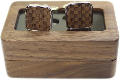 Vintage Walnut Wooden Cufflinks and Tie Clip Bar Set With Walnut Organizer Box for Men Father Husband Boyfriend Christmas Gift in Saudi Arabia