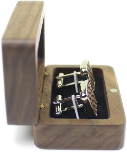 Vintage Walnut Wooden Cufflinks and Tie Clip Bar Set With Walnut Organizer Box for Men Father Husband Boyfriend Christmas Gift in Saudi Arabia