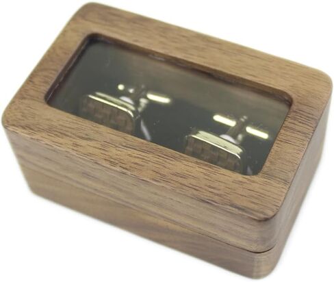 Vintage Walnut Wooden Cufflinks and Tie Clip Bar Set With Walnut Organizer Box for Men Father Husband Boyfriend Christmas Gift in Saudi Arabia