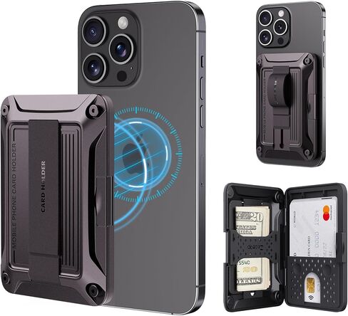 ZtotopCases لمحفظة Magsafe حامل البطاقات المغناطيسية ووظيفة حظر RFID، محفظة مغناطيسية لسلسلة iPhone 16/15/14/13/12، تناسب 3 بطاقات، أسود in Saudi Arabia