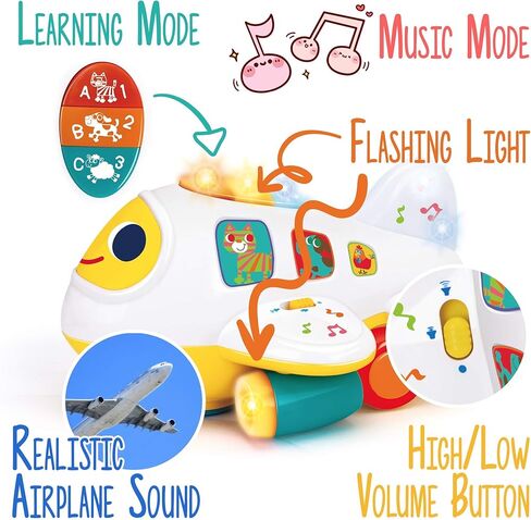 لعبة الطائرة التعليمية بامب آند جو - جهاز ألعاب تعليمية للأطفال الصغار لتطوير مهارات العد والحروف الأبجدية - لعبة طائرة مثالية للأطفال الذين تزيد أعمارهم عن 12 شهرًا in Kuwait
