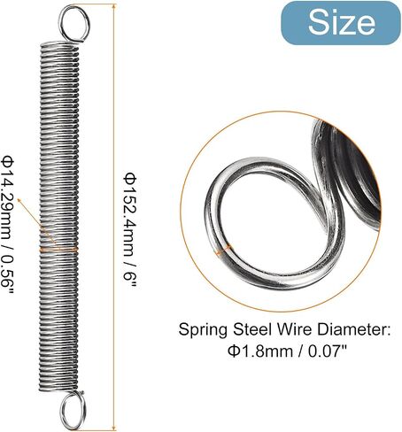 uxcell Extended Spring (0.035"x0.25"x2.5"/0.9x6.35x63.5mm), 1Pcs Spring Steel Dual Hook Tension Springs for Machinery Construction Industrial in Saudi Arabia
