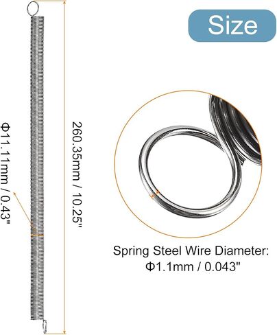 uxcell Extended Spring (0.035"x0.25"x2.5"/0.9x6.35x63.5mm), 1Pcs Spring Steel Dual Hook Tension Springs for Machinery Construction Industrial in Saudi Arabia