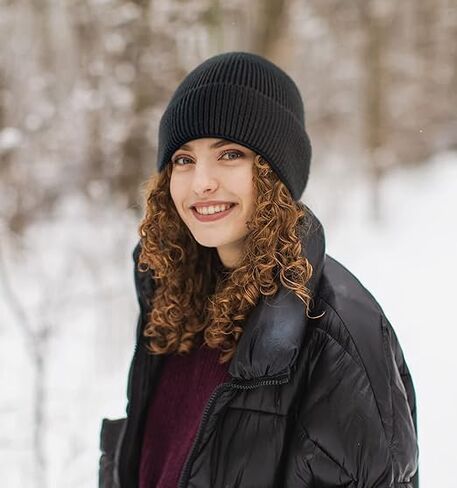 ZOORON 1&2 Unisex Thick Knitted Beanie for Men Women Cuffed Plain Hat Winter Slouchy Ski Beanies in Kuwait