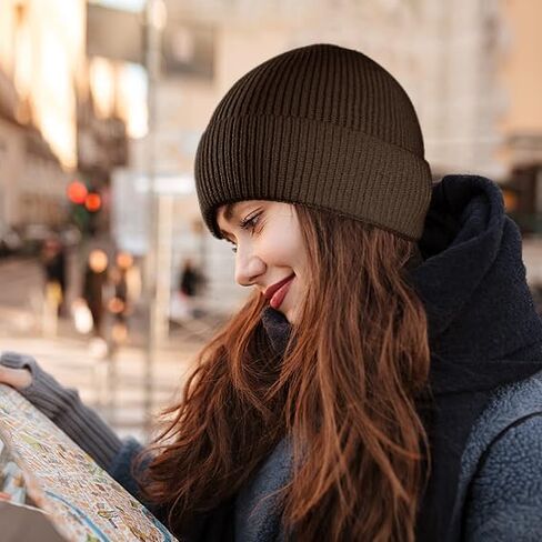 ZOORON 1&2 Unisex Thick Knitted Beanie for Men Women Cuffed Plain Hat Winter Slouchy Ski Beanies in Kuwait