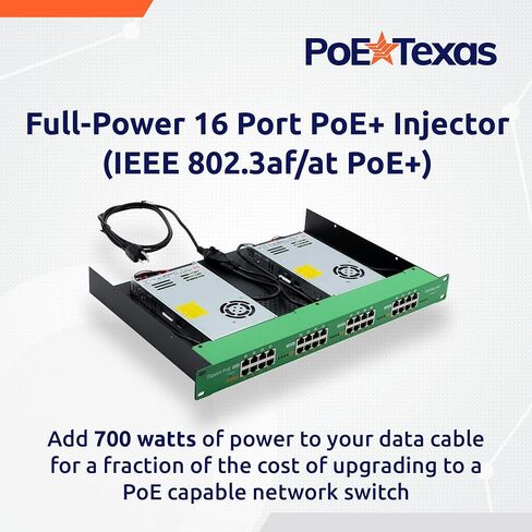 PoE Texas 24 Multi Port IEEE 802.3at PoE+ Injector - Gigabit Data Active Power Over Ethernet for High Powered Devices, 30W PoE Injector for WiFi Access Point & More with 2X 56V 120W Power Supplies in Saudi Arabia