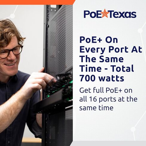 PoE Texas 24 Multi Port IEEE 802.3at PoE+ Injector - Gigabit Data Active Power Over Ethernet for High Powered Devices, 30W PoE Injector for WiFi Access Point & More with 2X 56V 120W Power Supplies in Saudi Arabia