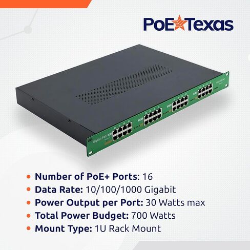 PoE Texas 24 Multi Port IEEE 802.3at PoE+ Injector - Gigabit Data Active Power Over Ethernet for High Powered Devices, 30W PoE Injector for WiFi Access Point & More with 2X 56V 120W Power Supplies in Saudi Arabia
