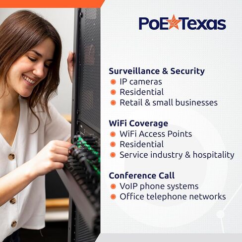 PoE Texas 24 Multi Port IEEE 802.3at PoE+ Injector - Gigabit Data Active Power Over Ethernet for High Powered Devices, 30W PoE Injector for WiFi Access Point & More with 2X 56V 120W Power Supplies in Saudi Arabia