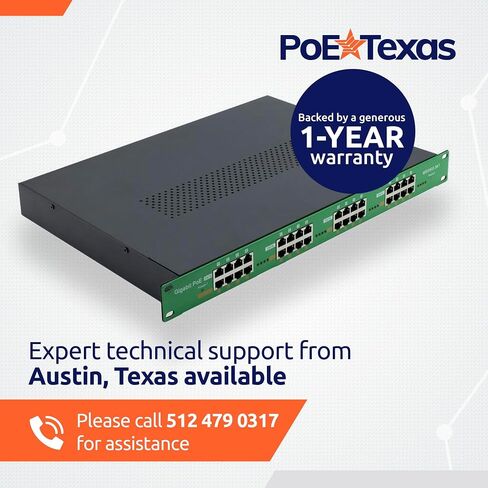 PoE Texas 24 Multi Port IEEE 802.3at PoE+ Injector - Gigabit Data Active Power Over Ethernet for High Powered Devices, 30W PoE Injector for WiFi Access Point & More with 2X 56V 120W Power Supplies in Saudi Arabia