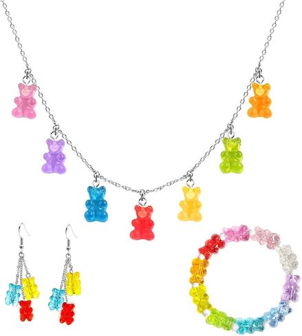 Colourful Cute Gummy Bear Bracelet Colorful Resin Bear Jewellery for Women (bracelet) in Saudi Arabia
