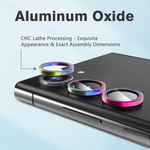 AGVEE 3 * 2 Set 6Pcs for Samsung Galaxy S23 / S23 Plus Camera Lens Protector, 9H Tempered Anti-Scratch Glass with Aluminum CD Pattern Lens Ring Cover for S23 (6.1") S23+ (6.6") Accessories, Colorful in Saudi Arabia