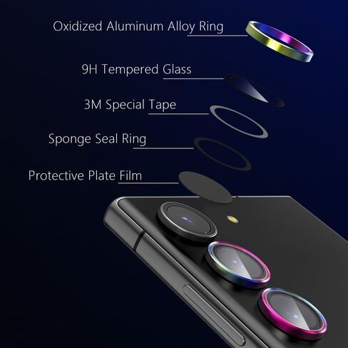 AGVEE 3 * 2 Set 6Pcs for Samsung Galaxy S23 / S23 Plus Camera Lens Protector, 9H Tempered Anti-Scratch Glass with Aluminum CD Pattern Lens Ring Cover for S23 (6.1") S23+ (6.6") Accessories, Colorful in Saudi Arabia
