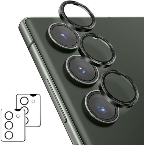 AGVEE 3 * 2 Set 6Pcs for Samsung Galaxy S23 / S23 Plus Camera Lens Protector, 9H Tempered Anti-Scratch Glass with Aluminum CD Pattern Lens Ring Cover for S23 (6.1") S23+ (6.6") Accessories, Colorful in Saudi Arabia