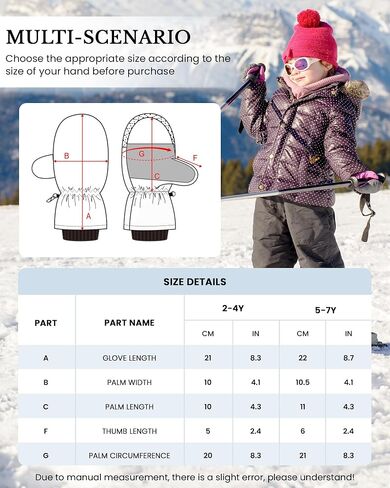Toddler Kids Snow Mittens Waterproof Ages 2-7, Thinsulate Warm Boys Girls Winter Ski Mittens for Kids in Saudi Arabia