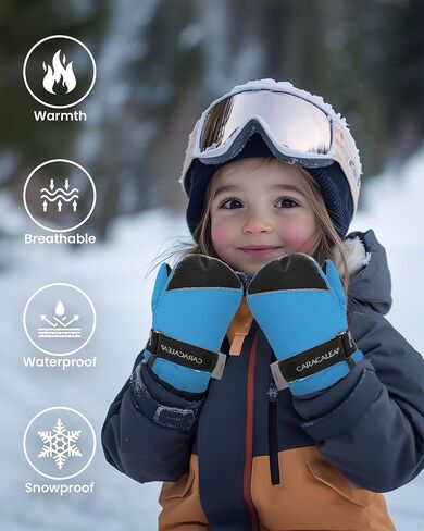 Toddler Kids Snow Mittens Waterproof Ages 2-7, Thinsulate Warm Boys Girls Winter Ski Mittens for Kids in Saudi Arabia