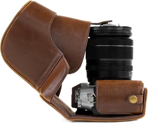 جراب وحزام جلدي للكاميرا MegaGear MG982 Ever Ready لكاميرا Fujifilm X-T30 وX-T20 وX-T10 (عدسات 16-50 مم / 18-55 مم) - بني داكن in Kuwait