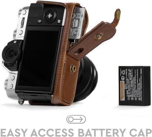 جراب وحزام جلدي للكاميرا MegaGear MG982 Ever Ready لكاميرا Fujifilm X-T30 وX-T20 وX-T10 (عدسات 16-50 مم / 18-55 مم) - بني داكن in Kuwait