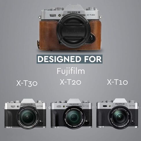 جراب وحزام جلدي للكاميرا MegaGear MG982 Ever Ready لكاميرا Fujifilm X-T30 وX-T20 وX-T10 (عدسات 16-50 مم / 18-55 مم) - بني داكن in Kuwait