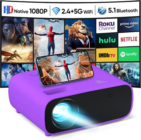 Projector with WiFi and Bluetooth, 18000 Lumen Native 1080P Projector,Portable Outdoor Projector, Movie Mini Projector Compatible with iOS/Android/HDMI/ TV Stick in Saudi Arabia