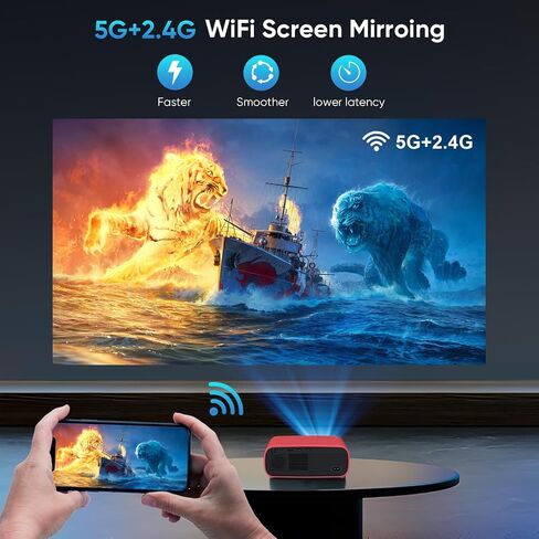 Projector with WiFi and Bluetooth, 18000 Lumen Native 1080P Projector,Portable Outdoor Projector, Movie Mini Projector Compatible with iOS/Android/HDMI/ TV Stick in Saudi Arabia