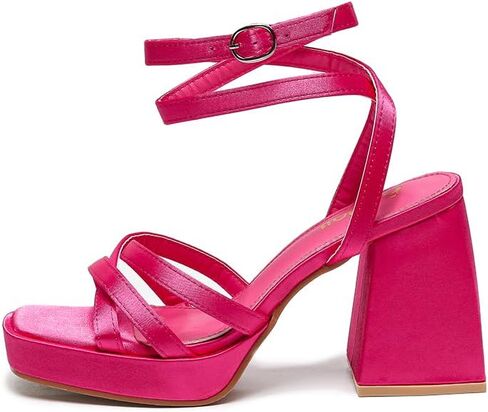 Amoji Women's 4 Inch Platform Chunky Heel Strappy Ankle Strap Block Heeled Sandals 305 in Kuwait