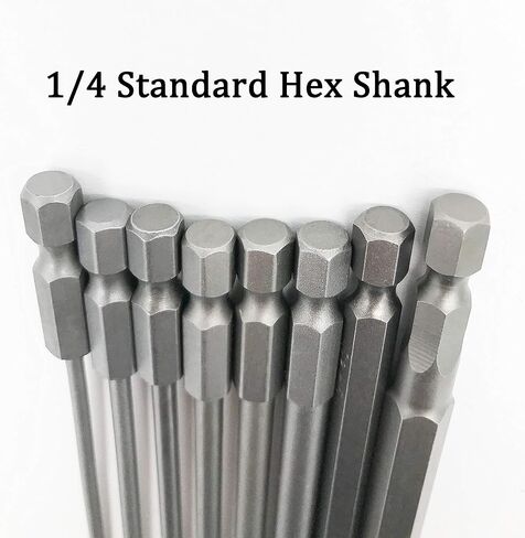 مجموعة لقم مفك براغي سداسية NGe، طول 100 مم، ساق سداسية 1/4 بوصة، سبائك فولاذ S2، طرف مغناطيسي، رأس سداسي، 8 قطع (H1.5 H2 H2.5 H3 H4 H5 H6 H8) in Kuwait