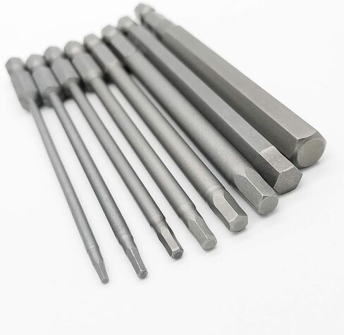 مجموعة لقم مفك براغي سداسية NGe، طول 100 مم، ساق سداسية 1/4 بوصة، سبائك فولاذ S2، طرف مغناطيسي، رأس سداسي، 8 قطع (H1.5 H2 H2.5 H3 H4 H5 H6 H8) in Kuwait