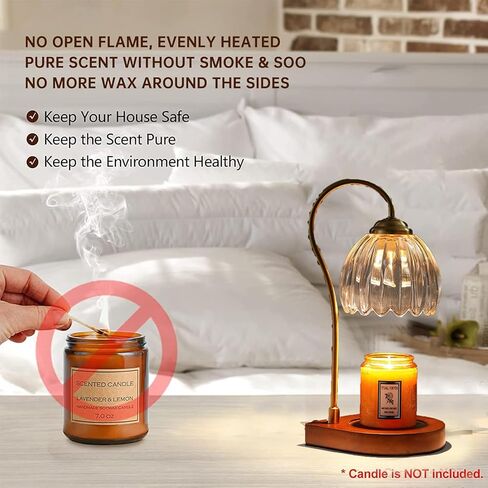 Candle Warmer Lamp with Timer, Electric Candle Warmer with 2 Bulbs, Dimmable Candle Warmer for Jar Candles, Electric Wax Warmer Vintage Home Decor, Candle Melter Lamp Gifts for Women Birthday Wedding in Saudi Arabia