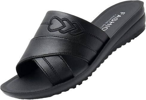 AngryMonkey Women's Vintage Wedge Stitch Slippers,Summer Lightweight Comfort Open Toe Casual Slide Softsole Leather Sandals in Saudi Arabia