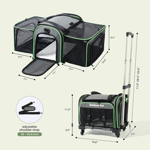 Gardner Pet Cat Carrier, Airline Approved Cat Carrier Soft, Pet Carrier for Cat & Small Dog, Breathable Mesh, Expandable, Portable Travel Carrier for Christmas, Extra Spacious Design, BPA-Free in Saudi Arabia