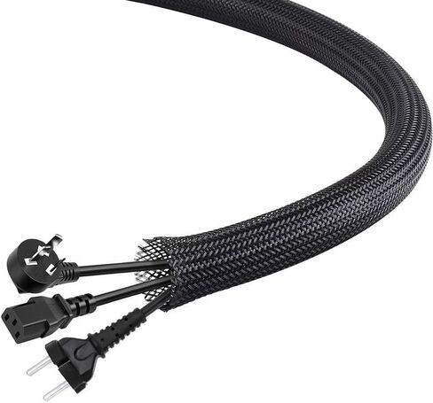 PET Expandable Braided Sleeving 25Ft-3/4 inch Wire Loom, Aibole Braided Cable Sleeve Wire Wrap,Black&Blue in Saudi Arabia