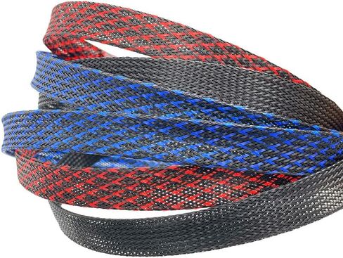 PET Expandable Braided Sleeving 25Ft-3/4 inch Wire Loom, Aibole Braided Cable Sleeve Wire Wrap,Black&Blue in Saudi Arabia