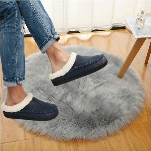 أحذية بدون كعب للرجال، شباشب من الإسفنج الذكي، أحذية منزلية للرجال للأماكن الداخلية والخارجية مع بطانة من الصوف المصنوع من جلد الغزال الدقيق in Kuwait