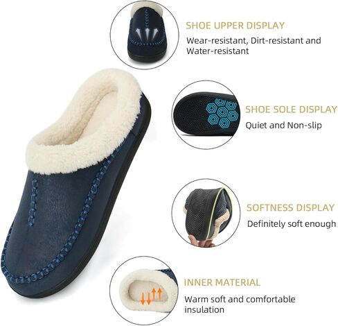 أحذية بدون كعب للرجال، شباشب من الإسفنج الذكي، أحذية منزلية للرجال للأماكن الداخلية والخارجية مع بطانة من الصوف المصنوع من جلد الغزال الدقيق in Kuwait