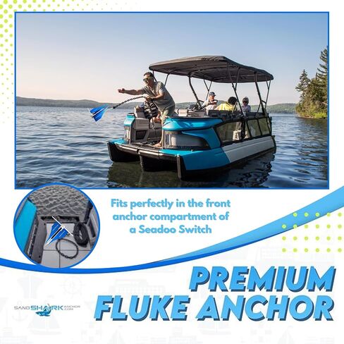 مجموعة مرساة SandShark Premium Mini Fluke Jet Ski - PWC، وكاياك ومرساة قارب صغيرة - مثالية للرمل والشاطئ والمياه الضحلة - صغيرة وخفيفة الوزن وسهلة التخزين. 3 رطل. ث/جراب وخط بنجي in Kuwait