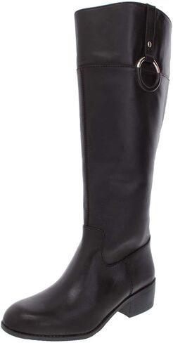 حذاء Alfani للسيدات من الجلد Briaah بمقدمة مستديرة حتى الركبة، بني، مقاس 7.5 in Kuwait