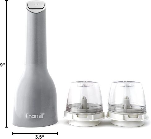 FinaMill Classic Battery Spice Mill, Salt & Pepper Grinder Kitchen Gift Set | Battery Operated Salt and Pepper Grinder Set with 2 Interchangeable Spice Pods, Adjustable Coarseness, Best Kitchen Gift Set in Saudi Arabia