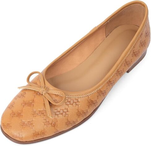 TinaCus Handmade Women's Genuine Leather Round Toe Slip On Flats with Bowtie in Saudi Arabia