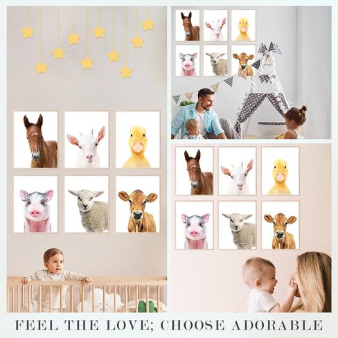 Insire Baby Animal Prints for Nursery, Baby Animal Pictures for Nursery, Farm Animal Pictures Wall Decor, Farm Animal Wall Decor, Farm Animal Pictures, Farm Animal Nursery Decor - (8x10 Unframed) in Saudi Arabia