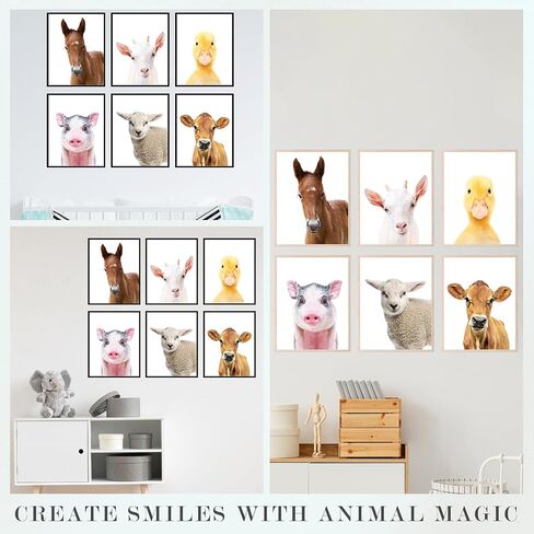 Insire Baby Animal Prints for Nursery, Baby Animal Pictures for Nursery, Farm Animal Pictures Wall Decor, Farm Animal Wall Decor, Farm Animal Pictures, Farm Animal Nursery Decor - (8x10 Unframed) in Saudi Arabia